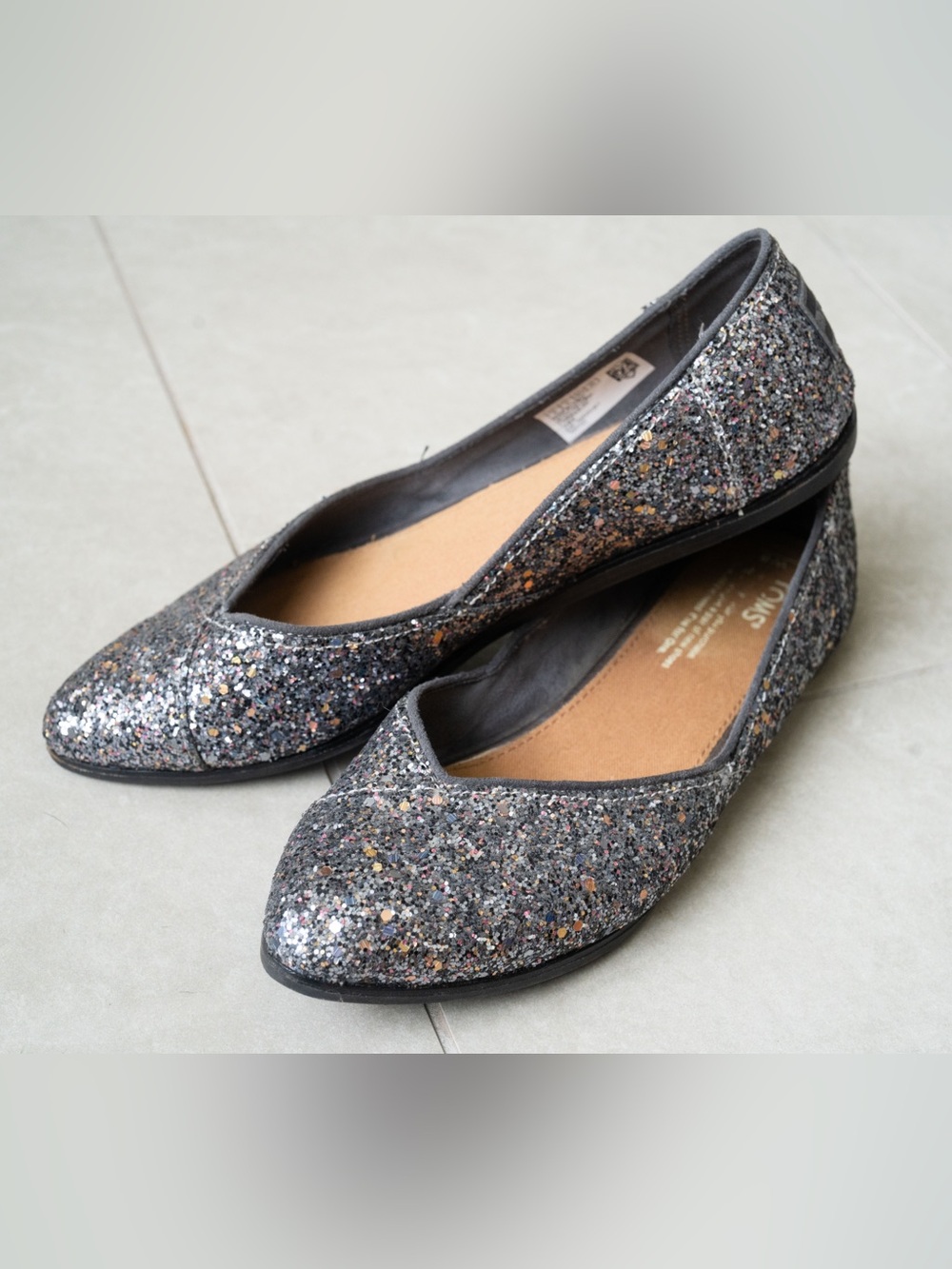 Toms Women's Sequin Ballet Flats - Black Base